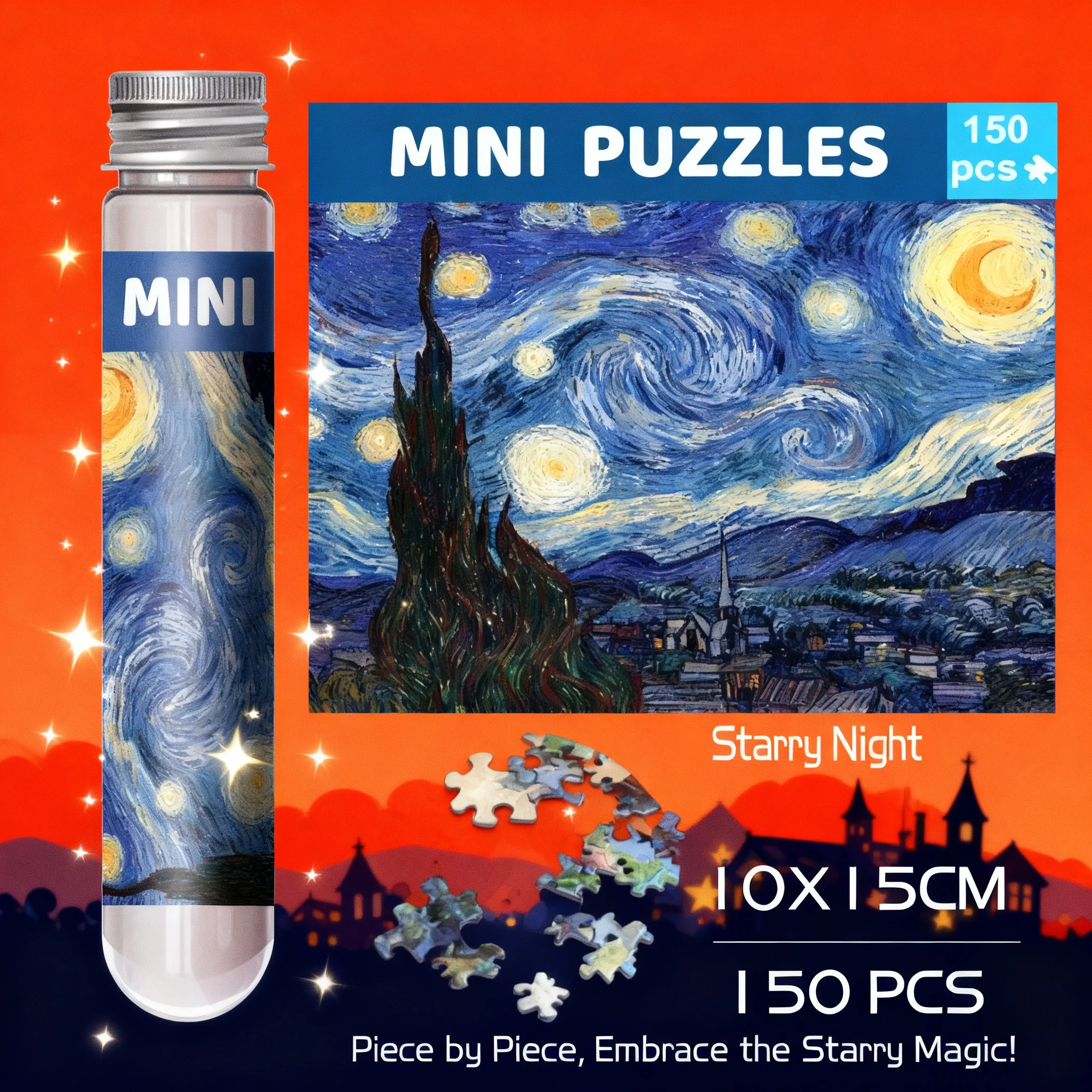 

150pcs Van Gogh The Starry Night Test Tube Jigsaw Puzzle Famous Painting Christmas Gift