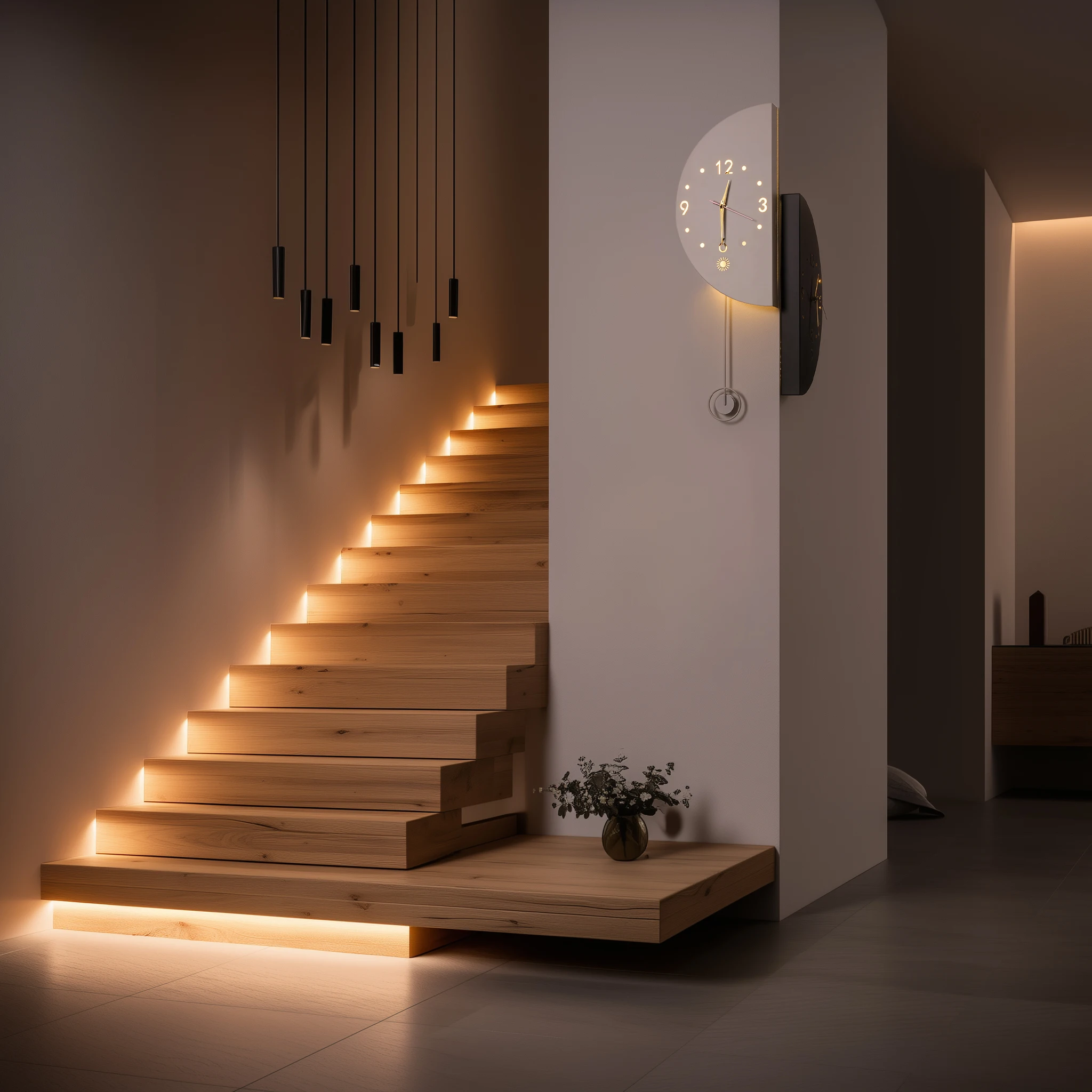 Corner Modern Wall Clock, Stylish Double-Sided Luminous Wall Clock With Pendulum, Sensor Luminous Corner Wall Clock, Bedroom Sil