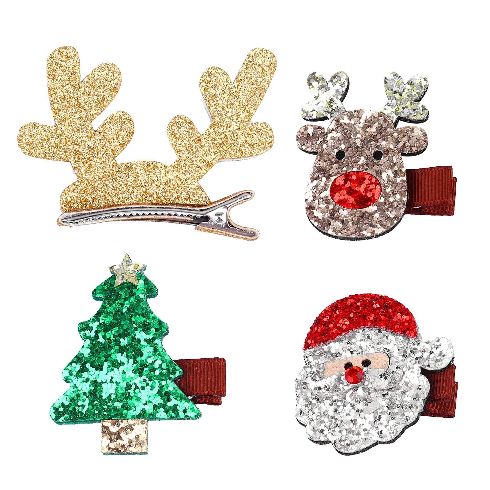 

Набор из 4 рождественских заколок для волос с блестками для детей 0-3 лет: для праздничных мероприятий, дней рождения, фотосессий, элегантные украшения для волос