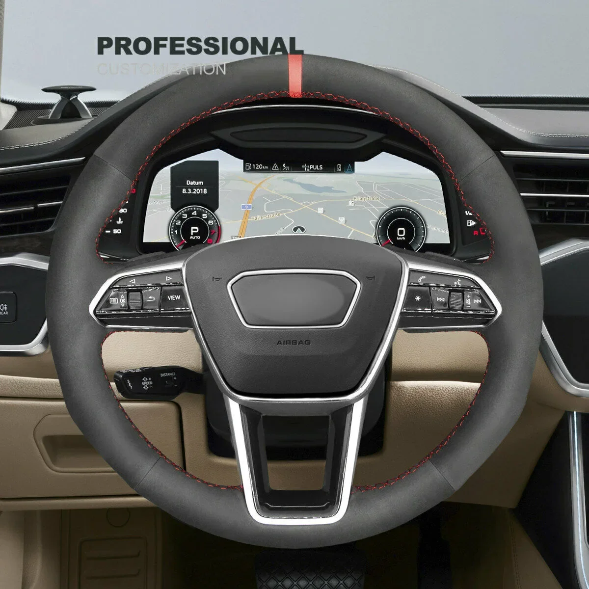 

Black Suede Steering Wheel Cover For Audi A6 Allroad A7 RS 6 Avant RS 7 S6 Car Interior Accessories