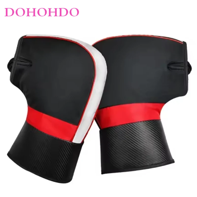 Winter Velvet Leather Black Gloves Padded Motorcycle Glove Cycling Warm Windproof Waterproof Gloves Winter Guantes Para Motos