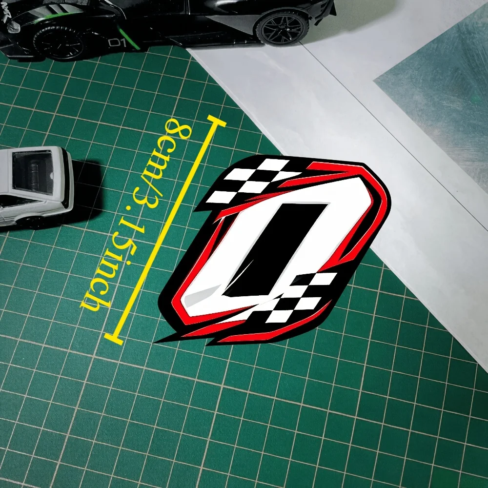 Reflective 8CM Checkered Flag Racing Number Vinyl Decal Waterproof UV Resistant No Residue Sticker for Bike Helmet Kart