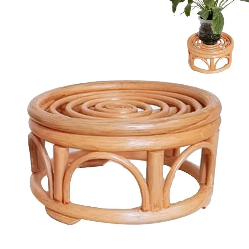 

Rattan Flower Stand Nordic Rattan Stands For Flower Pots Rattan Shelf Restaurant Pot Rack Round Balcony Indoor Succulent Stand