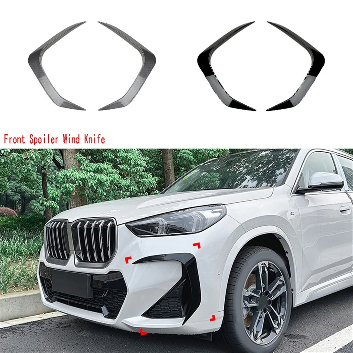 Carbon Fiber Front Spoiler Wind Knife for BMW X1 U11 IX1 20i 23i 30e 25e M35i M SPORT 2022-24 Bumper Surround Splitter