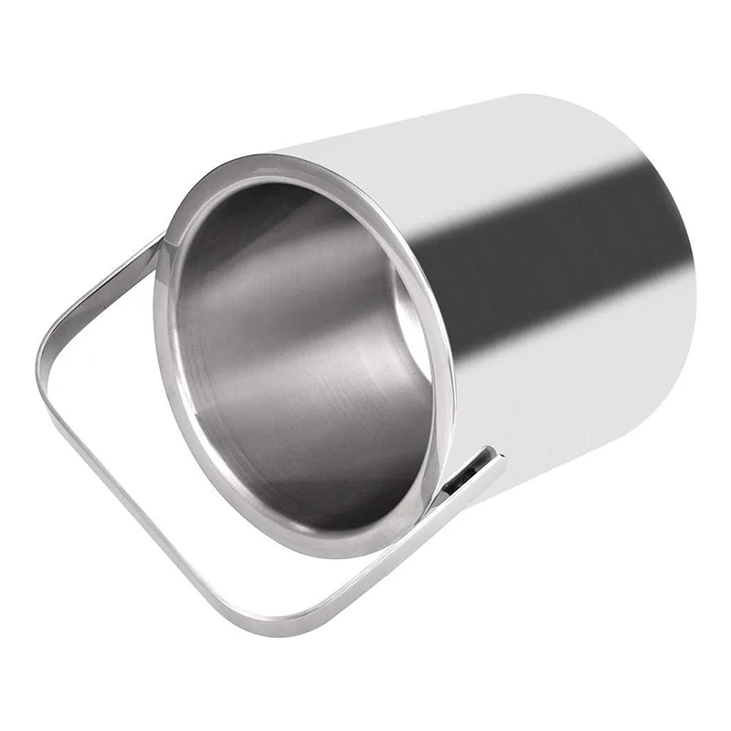 Recipiente quadrado de gelo de aço inoxidável, recipiente de balde de gelo de parede dupla de 1,3L com tampa de pinças