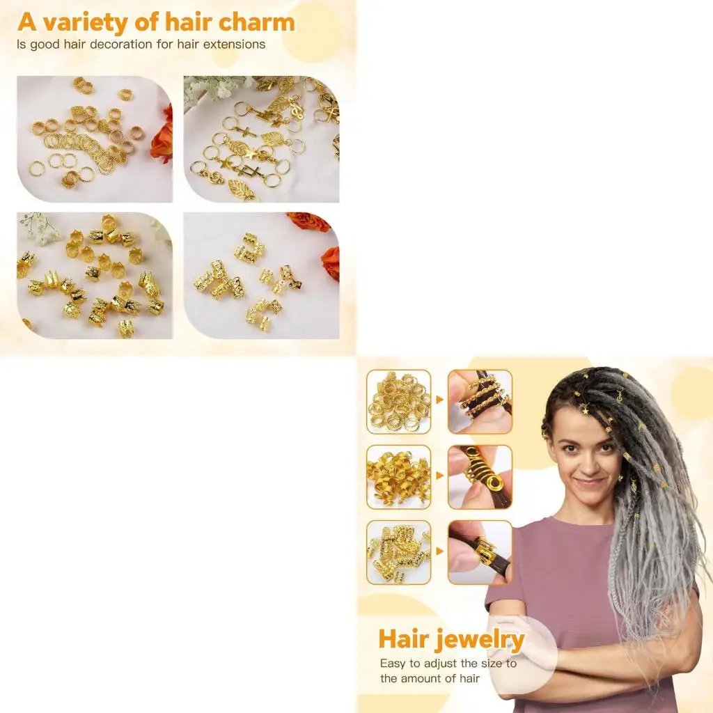 

275pcs Metal Hair Cuffs Clip Hair Rings for Braids Dreadlocks Adjustable Unisex Jewelry Styling Kits for Adults Teens