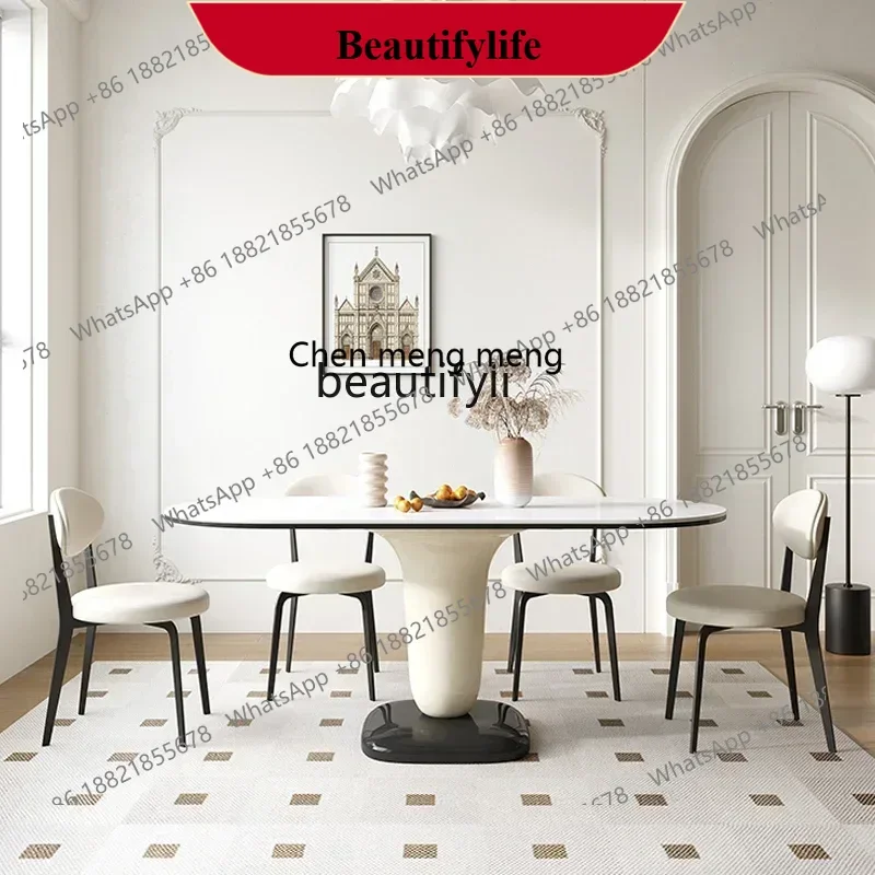 

z183 Slate dining table designer high-end paint modern simple oval home dining table