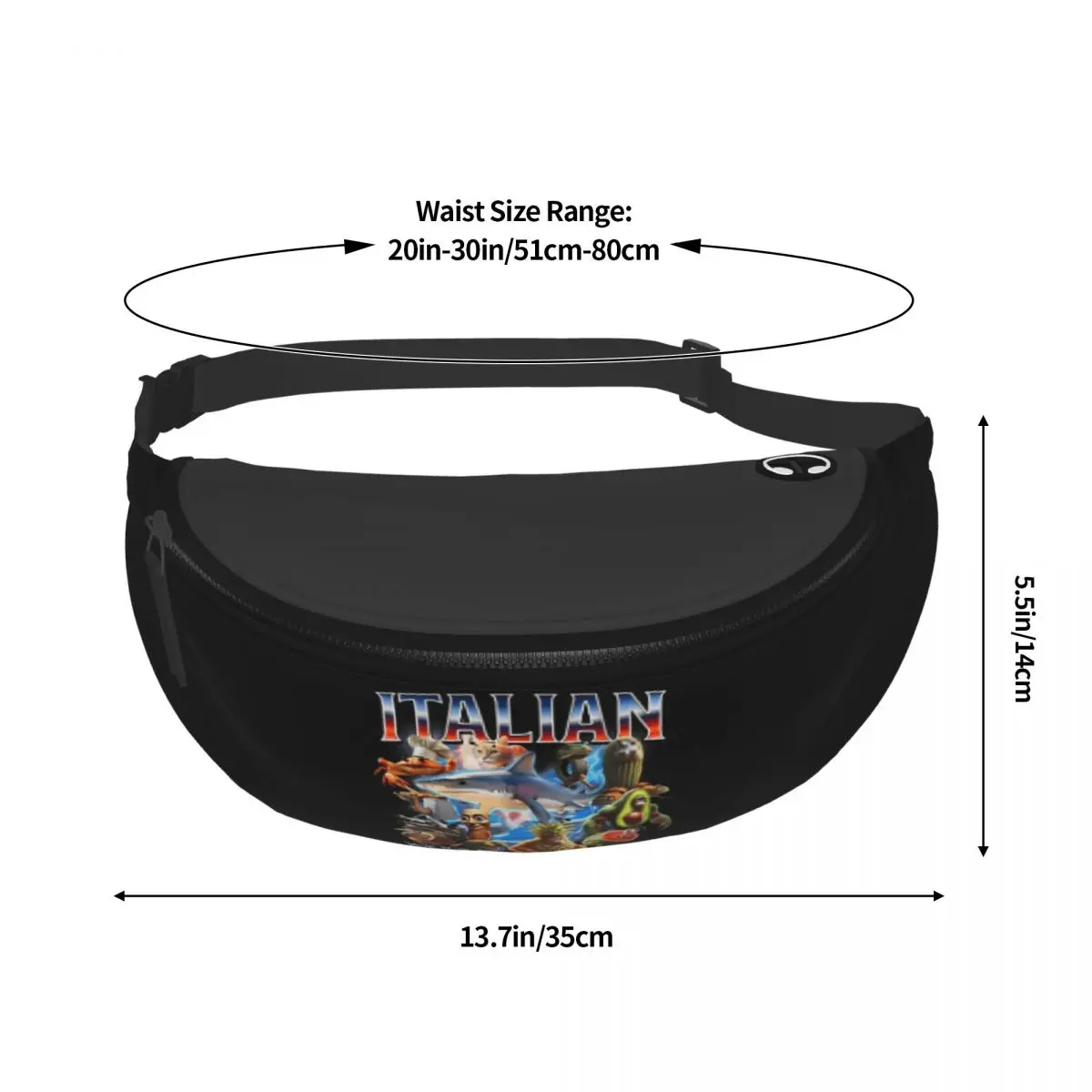 Custom Italian Brainrot Fanny Pack Women Men Casual Animals Cartoon Crossbody Waist Bag for Camping Biking Phone Money Pouch