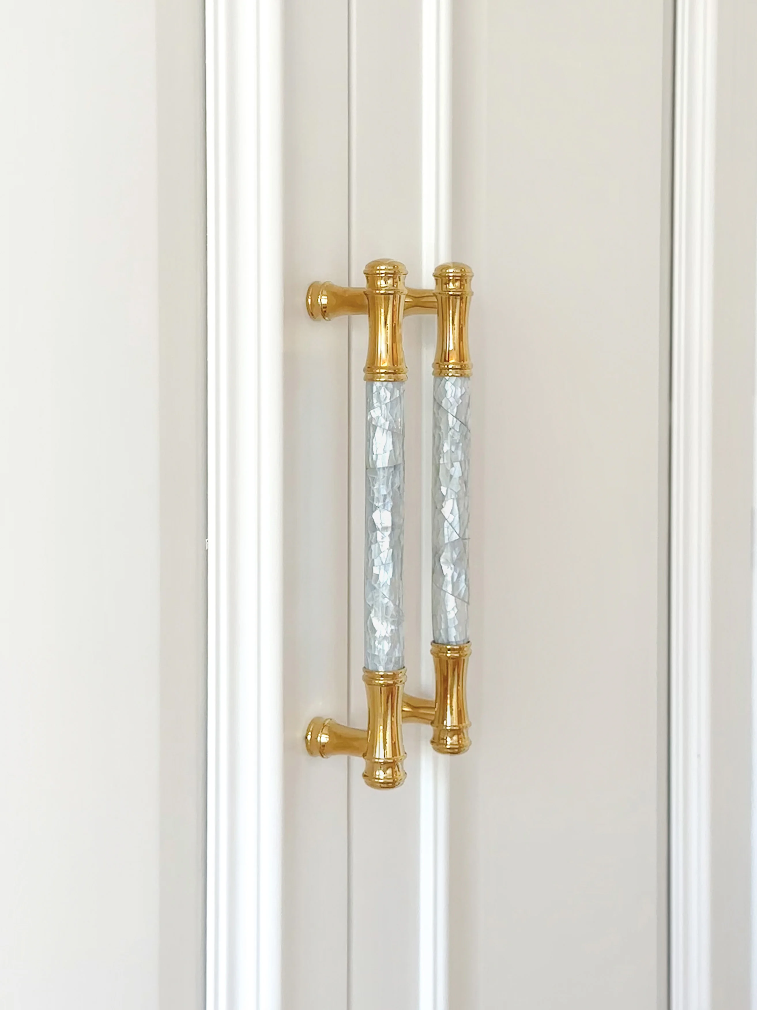 SAI'LANKA Brass Furniture Pulls Vintage-Style  Natural White Mother-of-Pearl Inlays Luxury Cabinet  Drawer Handles