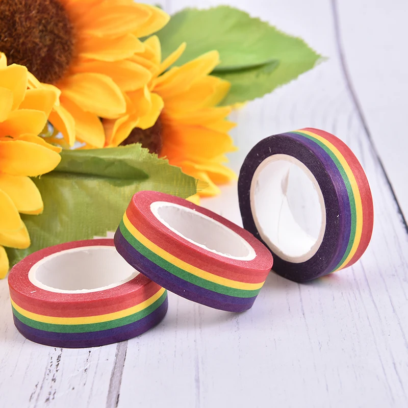 10m/Roll Rainbow Color Sticky Tape Photo Album Scrapbooking Decor Adhesive