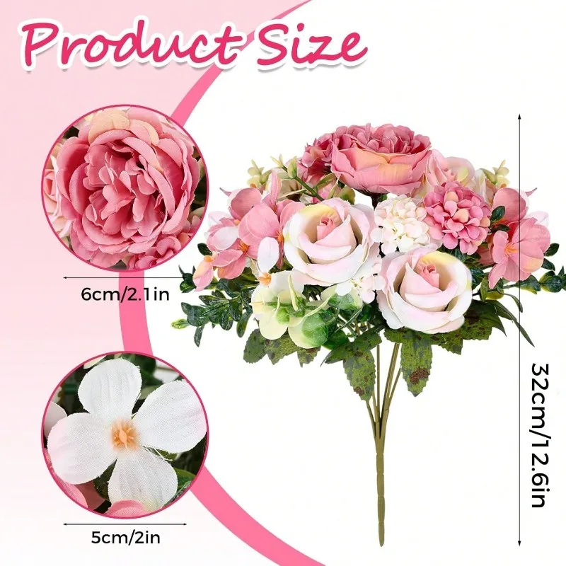 32cm Künstlicher Rosenball Gänseblümchen Seidenblume Heimdekoration Hochzeitsdekoration Festliche Atmosphäre Ornament Vasendeko Pfingstrosen-Bouquet – Detail 2