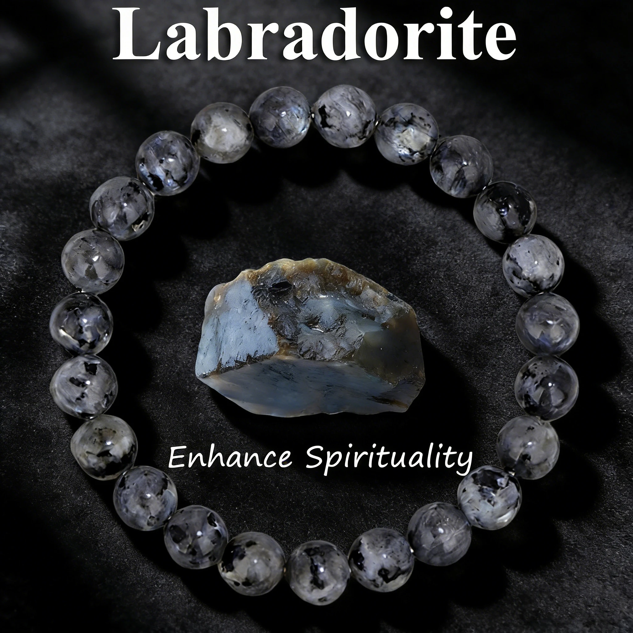 Bracelet en pierre naturelle labradorite, perles de 6, 8, 10 mm, cristal de guérison, bijou exquis avec charme Reiki vitalité, cadeau porte-bonheur