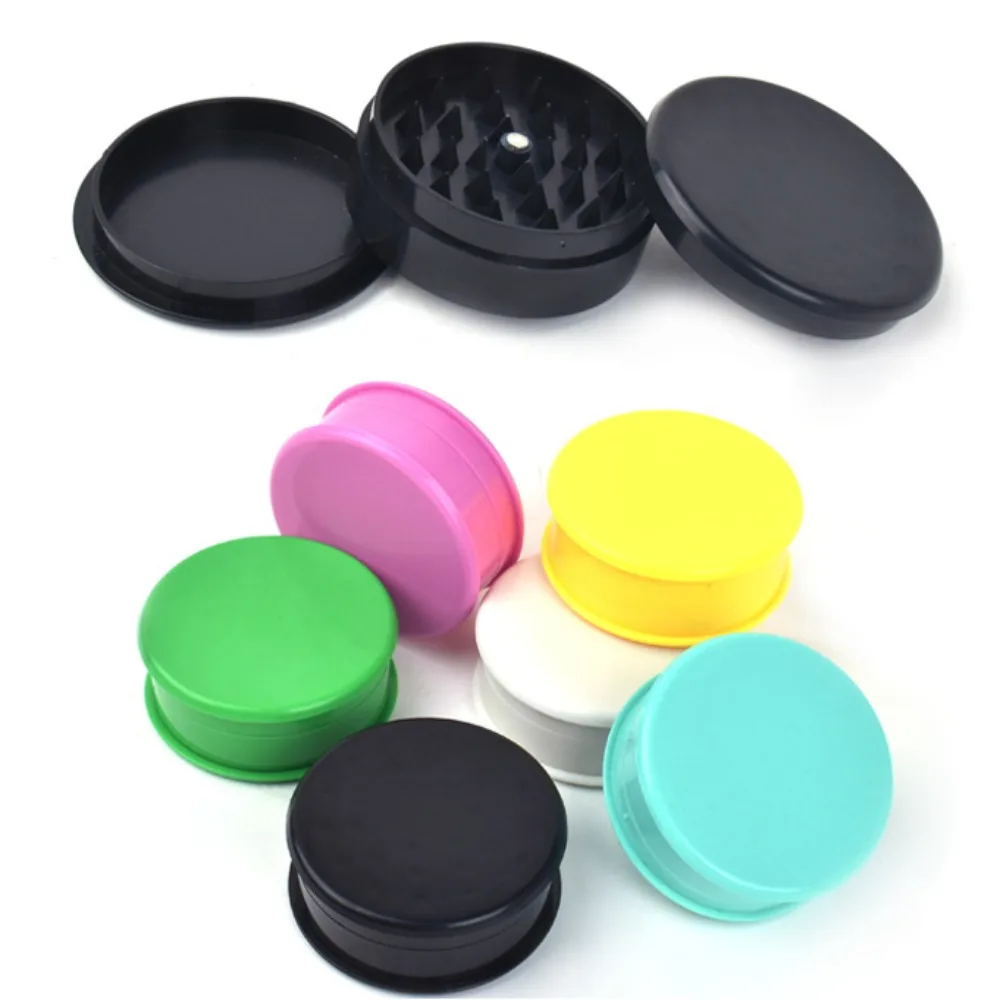 60mm Solid Color Herb Grinder Plastic Material Three-layer Manual Surface Grinder Compact Portable Men's Gift