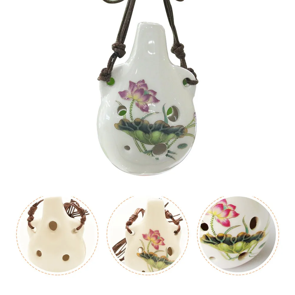6-Hole Flower Ocarina Ceramic Beginner Practice Wind Instrument Easy to Store Beginner Ocarina