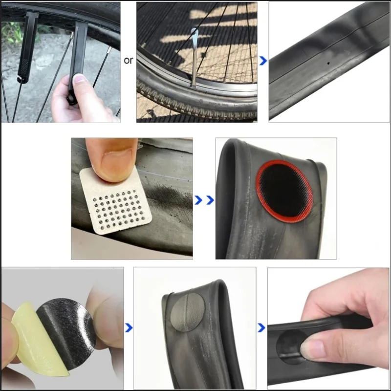 Bike Tire Repair Kit Multifunctional Bike Repair Tool Tire Puncture Repair Kit Tire Fix Self-Adhesive Tire Patch Kit Flat Tire