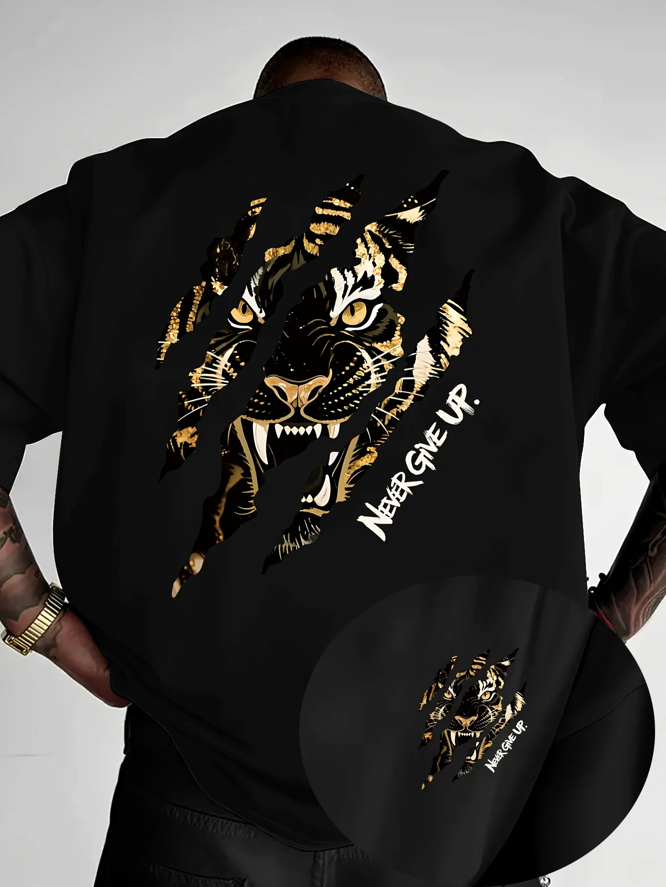 2026 Parent‑Child Matching Fierce Panther Claw Scratch Back‑Print Tiny Chest Graphic Inspirational Quote Family Short Sleeve Tee