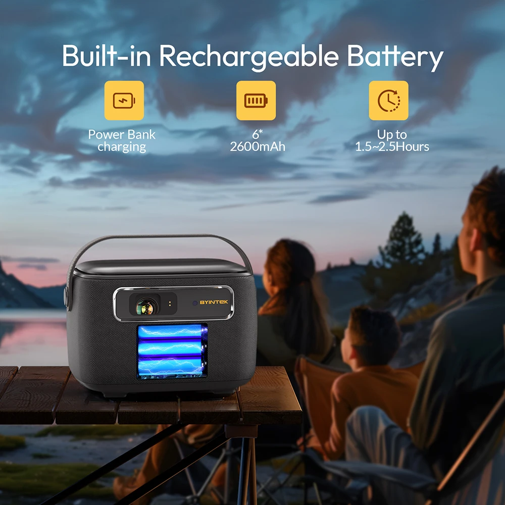 جهاز عرض عالي الجودة يعمل بالبطارية R20 750 Ansi Lumens جهاز عرض صغير محمول 4K بطارية ذكية للمعاطي المخدرات الخارجية #3