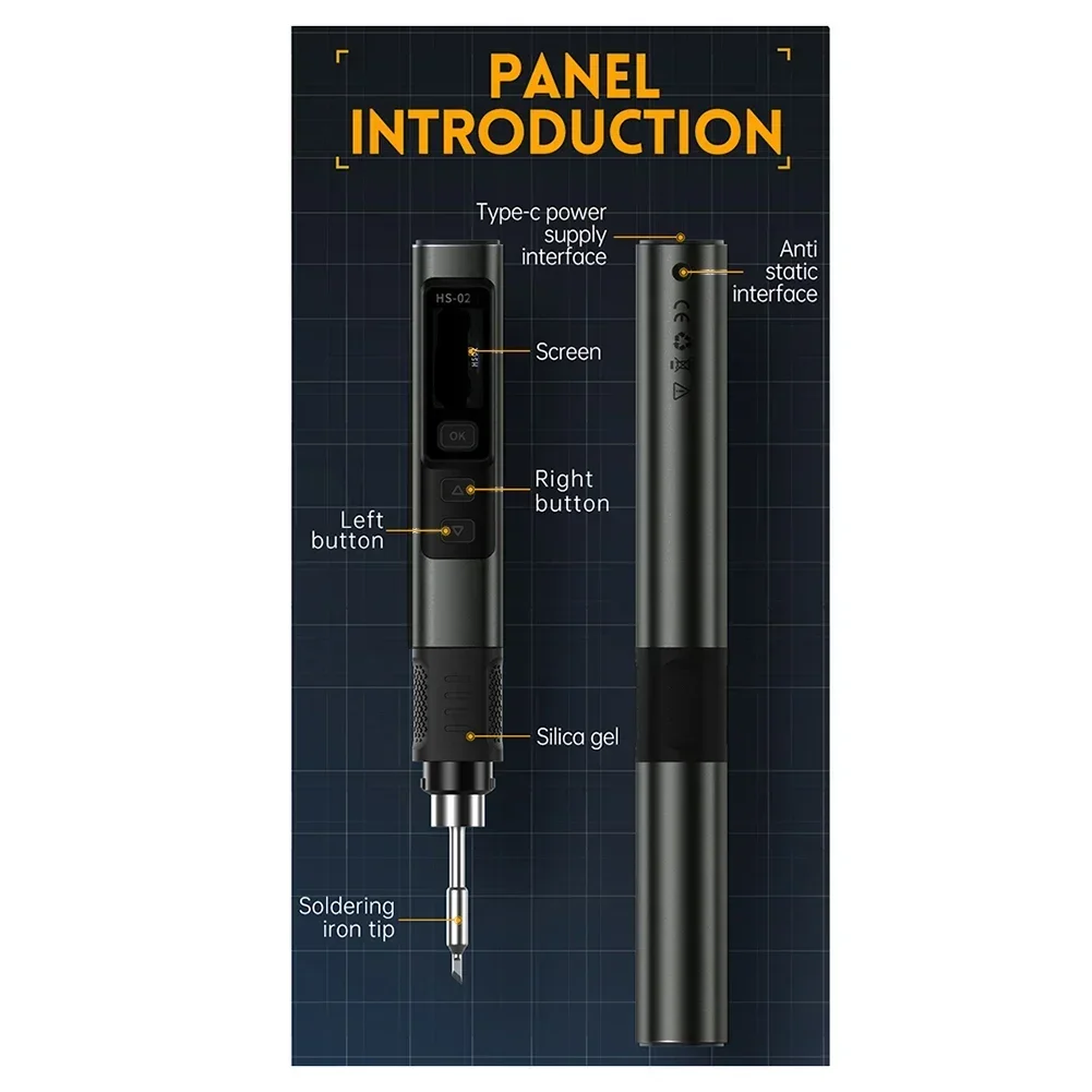 - PD 100W Soldering Iron Soldering Iron HS-02B Internal Heat Intelligent Soldering Iron Electric Soldering Iron New