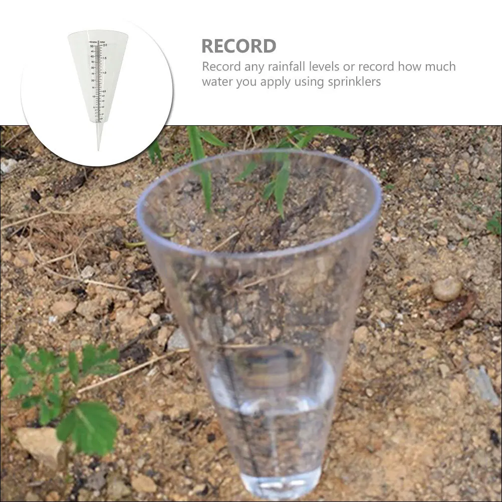 

Cone Shaped Rain Gauge Transparent Plastic Measuring Cup Garden Rain Meter Outdoor Spike Base Clear Scale Durable