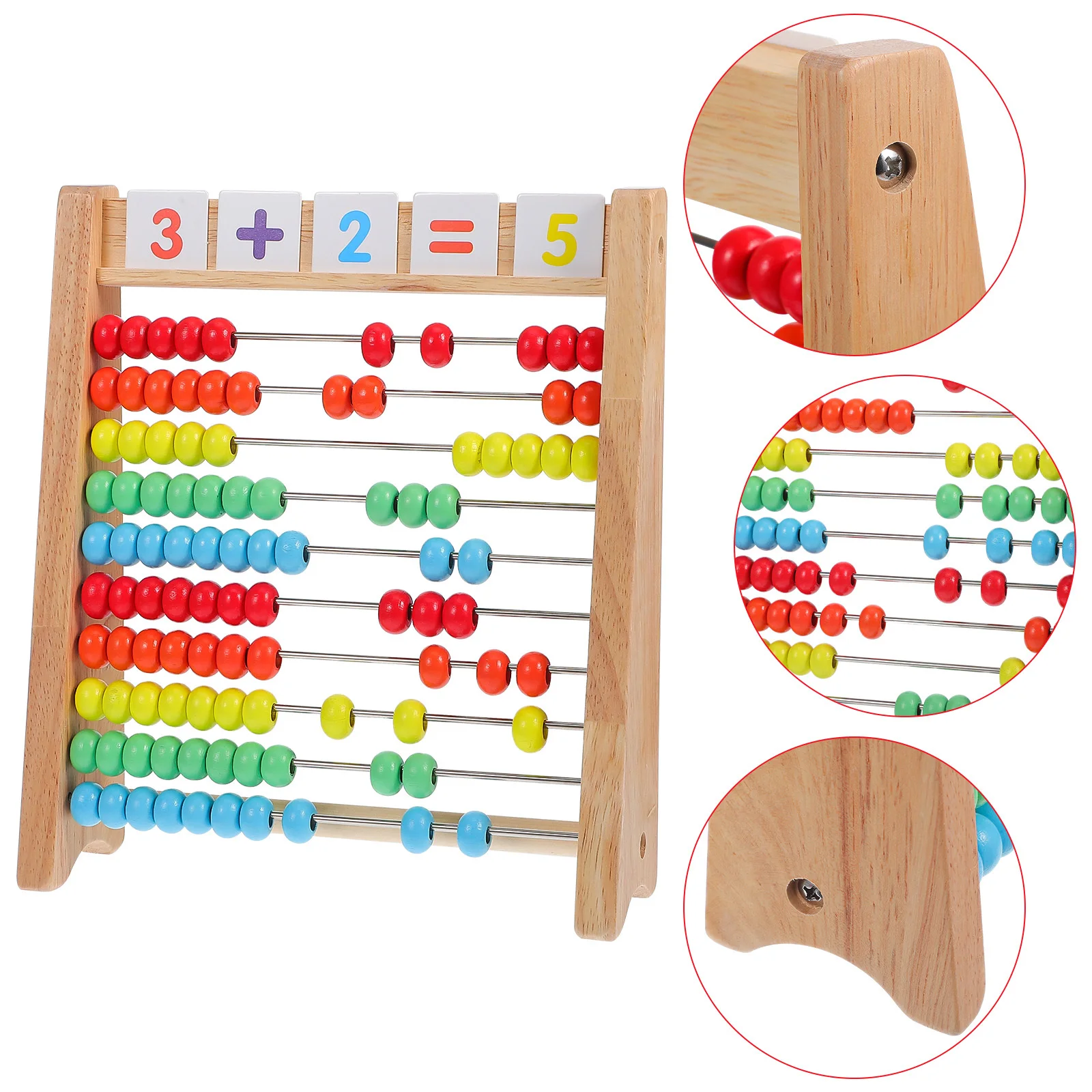 1 conjunto de ábaco de madeira para crianças, contagem de matemática e prática de aritmética, ajuda de ensino educacional com cartões de reconhecimento de números