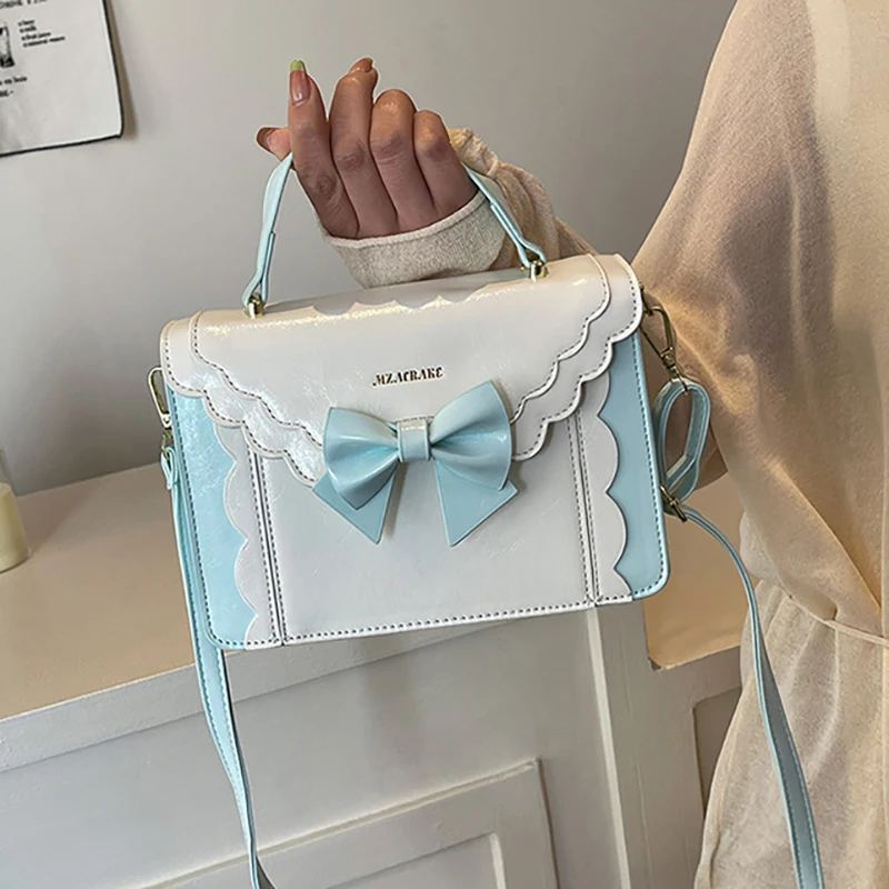 

HAEX Kawaii Women Handbags 2025 Fashion Patchwork Flip Flap Candy Color Lolita Crossbody Shoulder Bags Dopamine JK Bolso Mujer