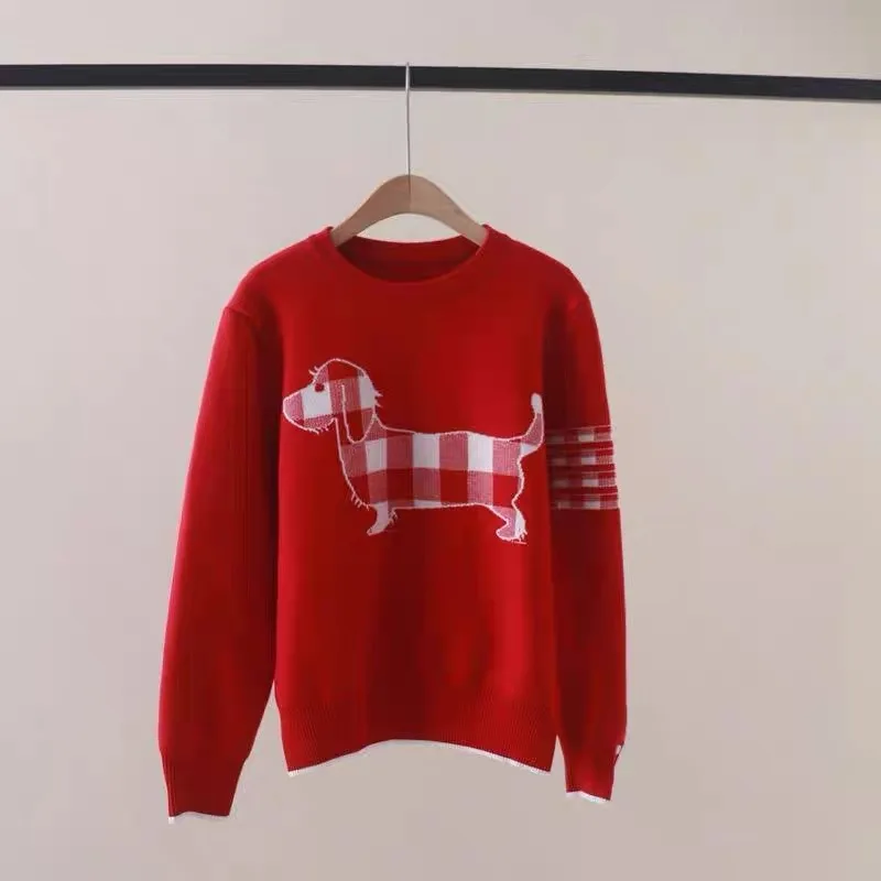 Women Clothing Winter Cartoon Embroidery Sweaters Thick Wool Knitted Casual Loose Pullovers Chic Vintage Warm Comfortable Tops