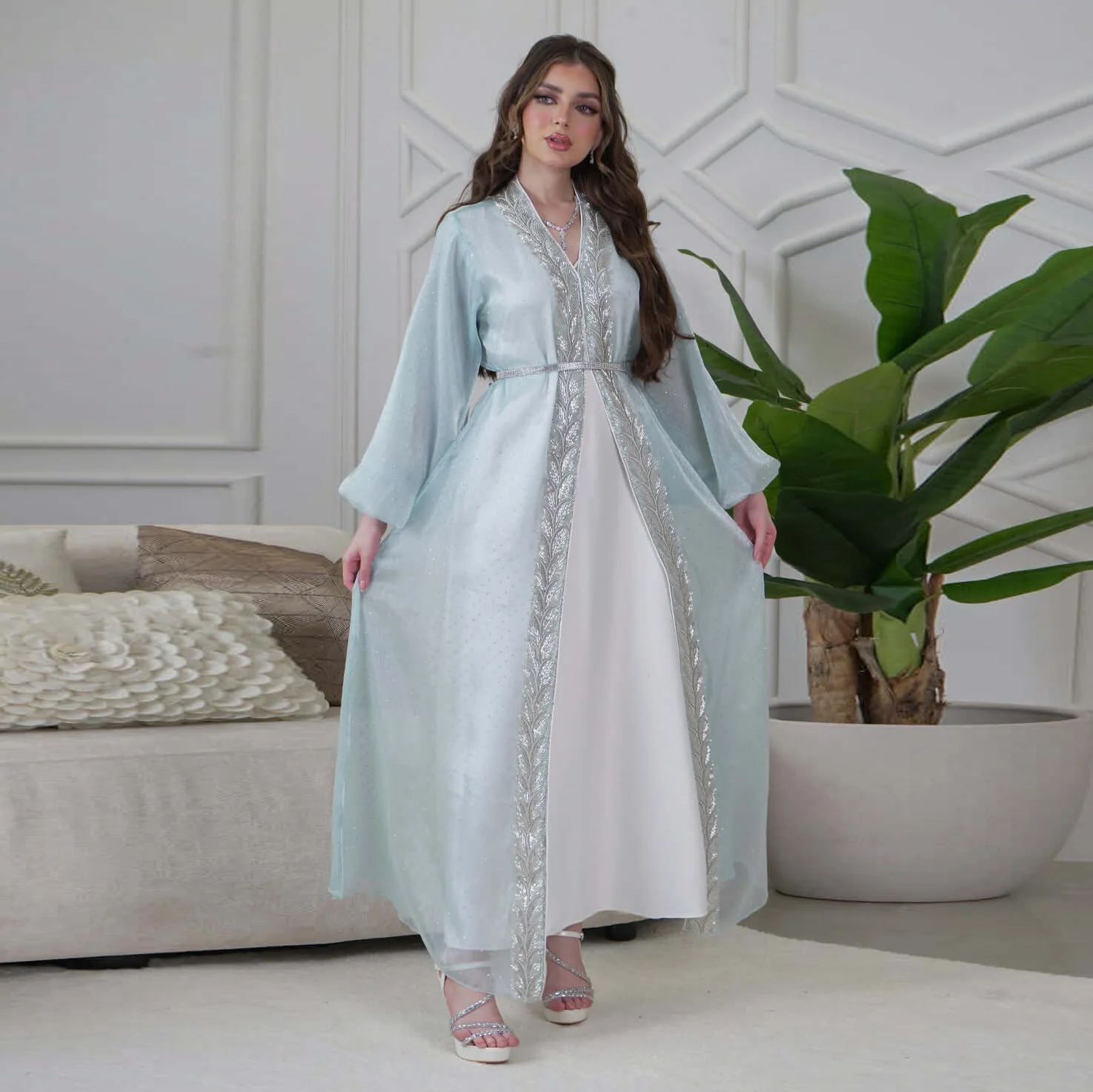 

Eid Ramadan Dubai Abayas Muslim Women Diamonds Kimono Dress Inner Set Party Kaftan Jalabiya Arabic Dubai Kebaya Islamic Clothing