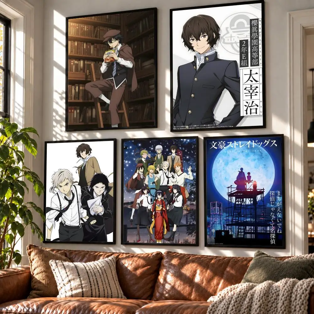 anime Bungo Stray Dogs Poster HD Poster Self Adhesive Waterproof Wall Art Print Bedroom Living Room Modern Decor Gift