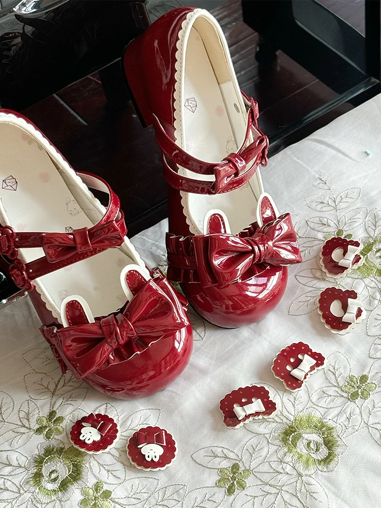 Original Japanese Style Sweet Versatile Lolita Shoes Round Toe Cute Bow Kawaii Princess Mary Jane Low-heeled Shoes Women Summer