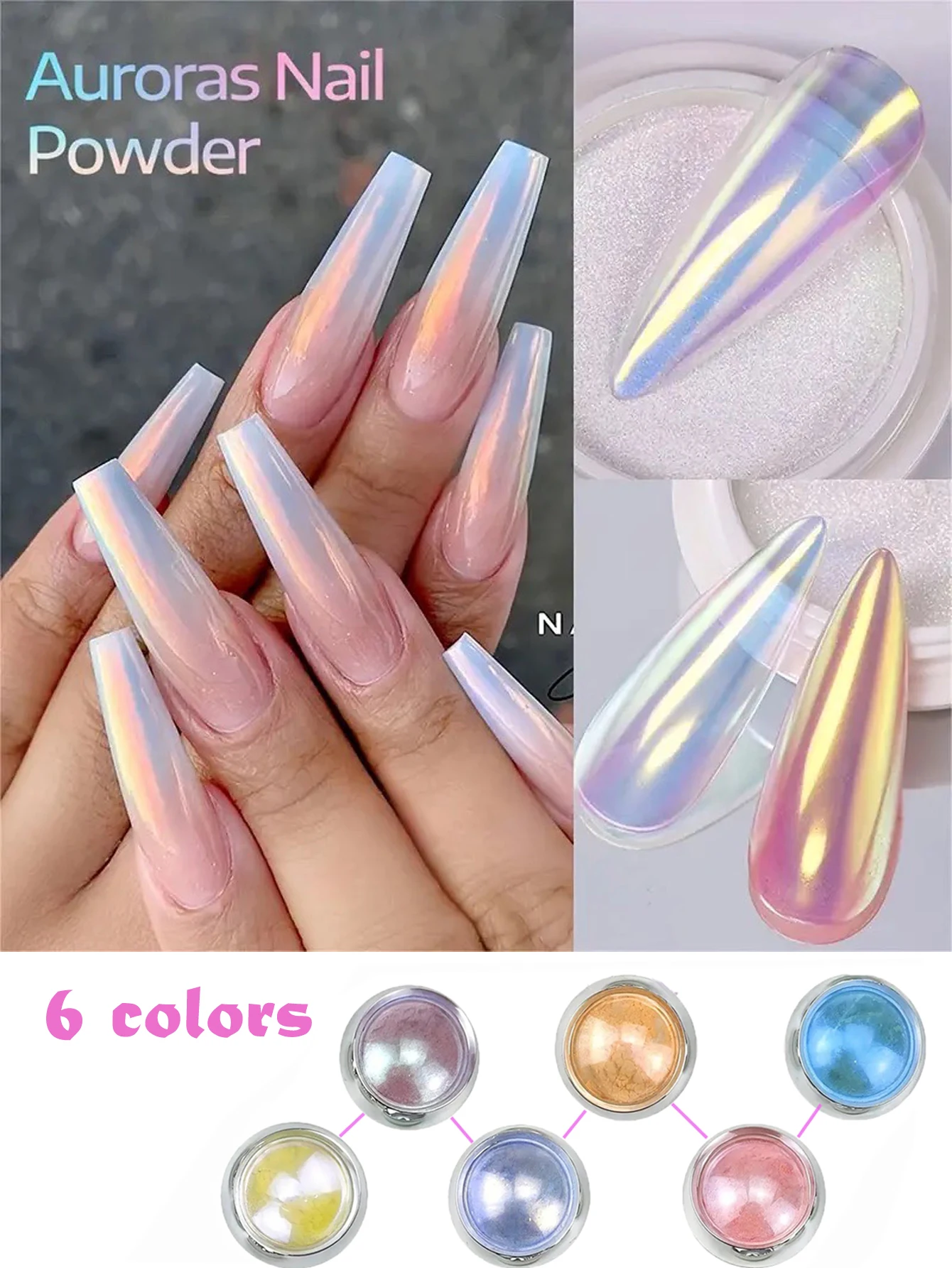 6 teile/satz Schimmernde Aurora Nagel Pulver Multichrome Metallic Spiegel Wirkung, Chameleon Gel Polnisch Qualität Tauch Pulver
