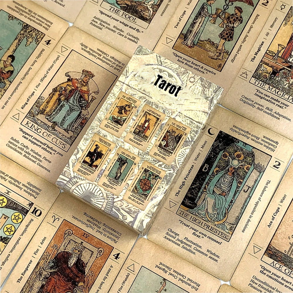Hot-selling Tarot Cards A 78pcs Cards Fortune Telling Divination Board Game Keyword Antiqued Deck, Holiday Games Christmas Gifts