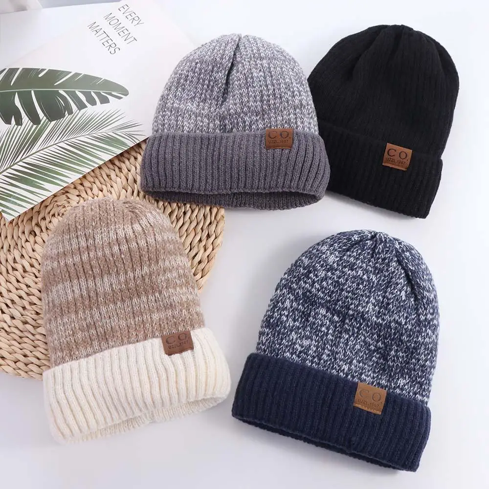 

Модные зимние вязаные шапки с меховой подкладкой, повседневная уличная плюшевая вязаная шапка для катания на лыжах, езды на велосипеде, теплая шапка-бини для мужчин и женщин