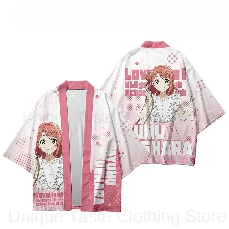 الصيف ثوب الكيمونو الياباني أنيمي يوكاتا Harajuku النساء الرجال قصيرة الأكمام كيمونو قميص