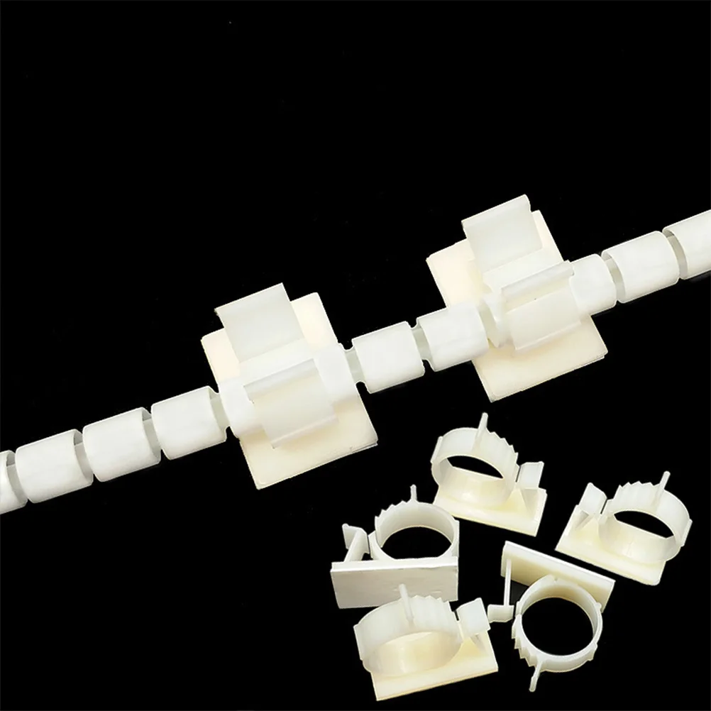 

50pcs Cable Clips Adhesive Adjustable Wire Clamps For Desk Cord Management Plastic Organizer Holder Mount White