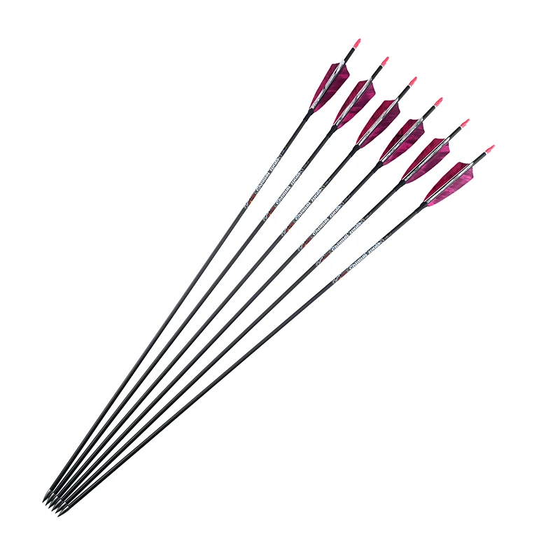 6/12Pcs 30Inch ID4.2mm high quality tips ,4“ Turkey Feather Pure Carbon Arrow Practice Hunting Arrows for Compound & Recurve Bow