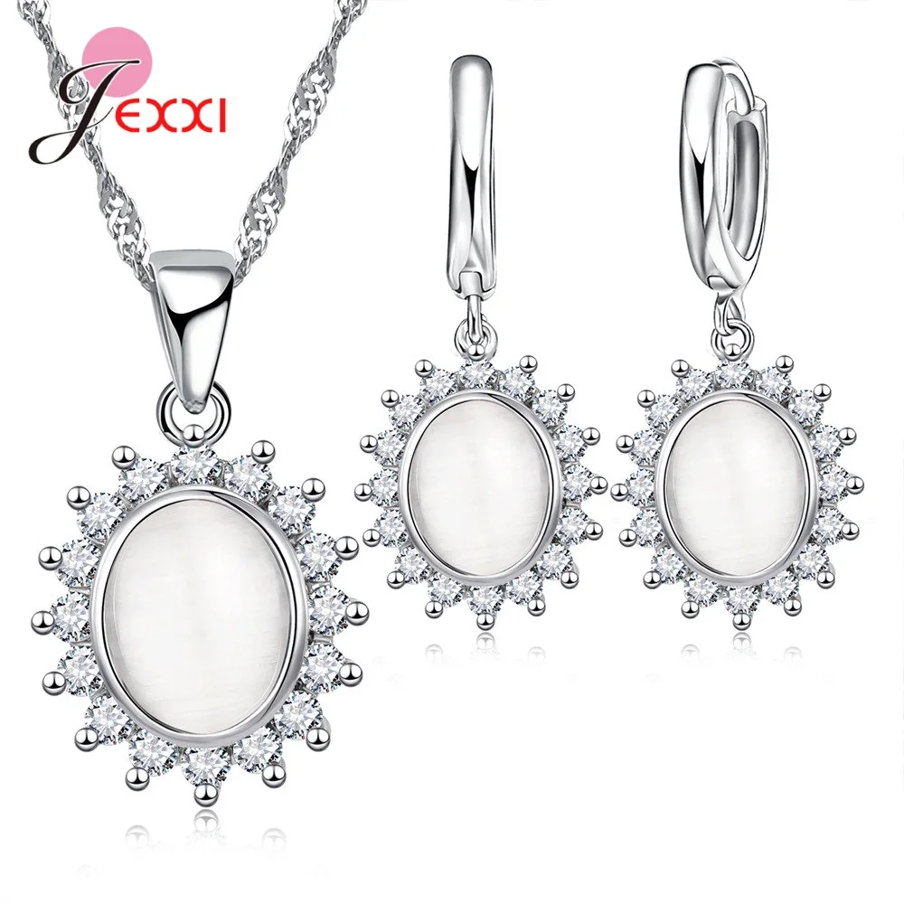 New Fashion 925 Sterling Silver Flower Pendant Jewelry Sets Hot Sale Women Girls Earrings Necklaces For Wedding Engagement Party