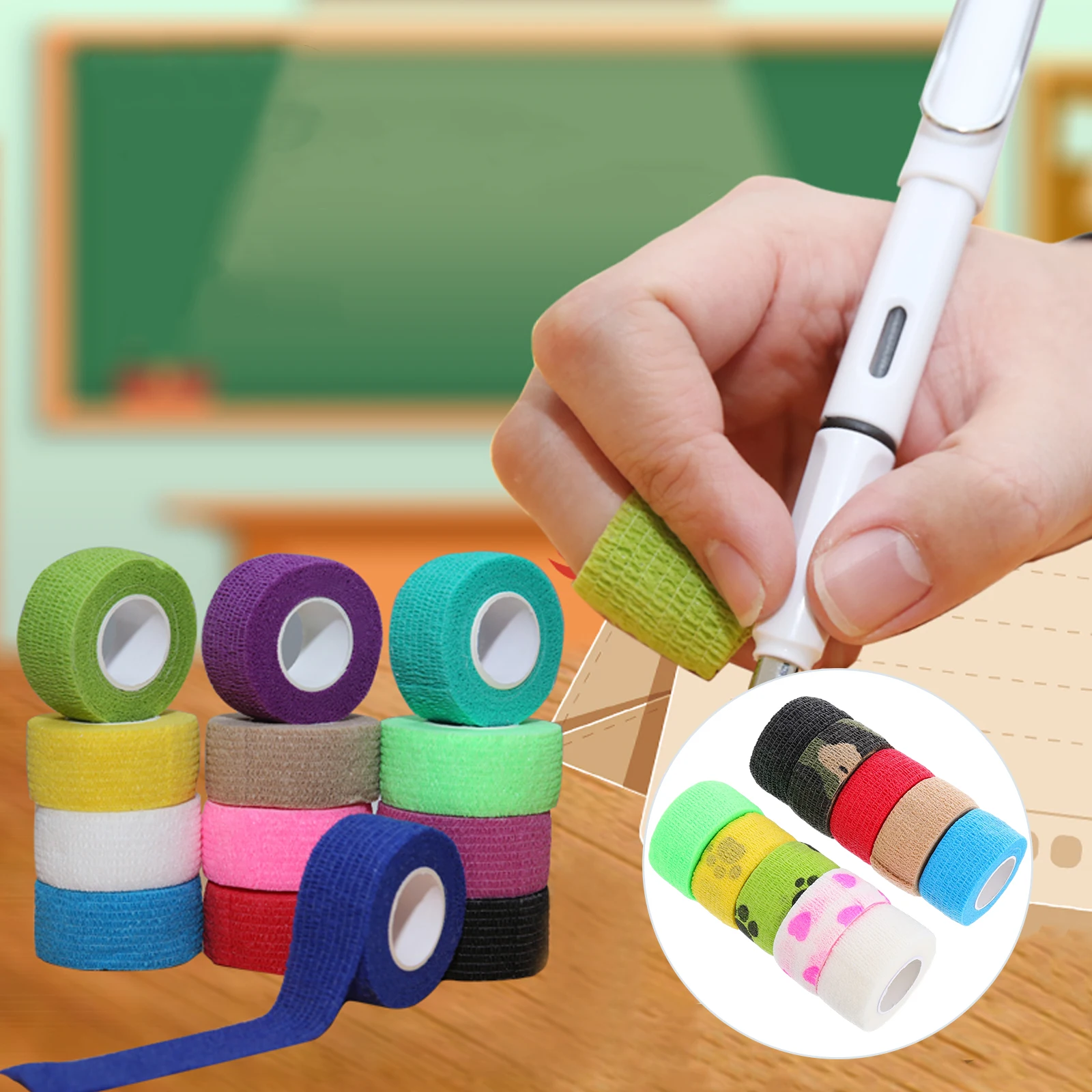 

10pcs Fabric Finger Bandage Cotton Knuckle Self-Adhesive Sports Tape Elastic Wrap Bandages Protective Compression Wrap For Skin