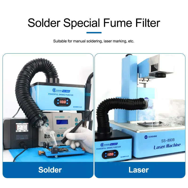 Sunshine SS-6603 Powerful Smoke Purifier Suitable for Manual Soldering Laser Marking High Frequency Instant Suction Smoker