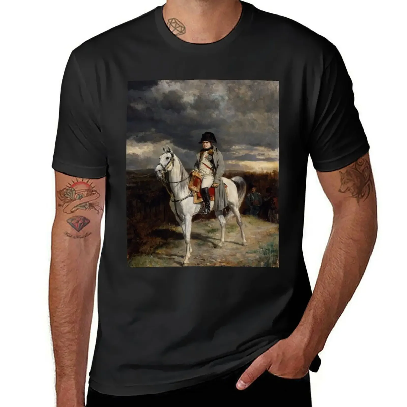 Napoleon Bonaparte on horseback by Jean-Louis-Ernest Meissonier T-Shirt oversized quick drying vintage graphic tee men clothings