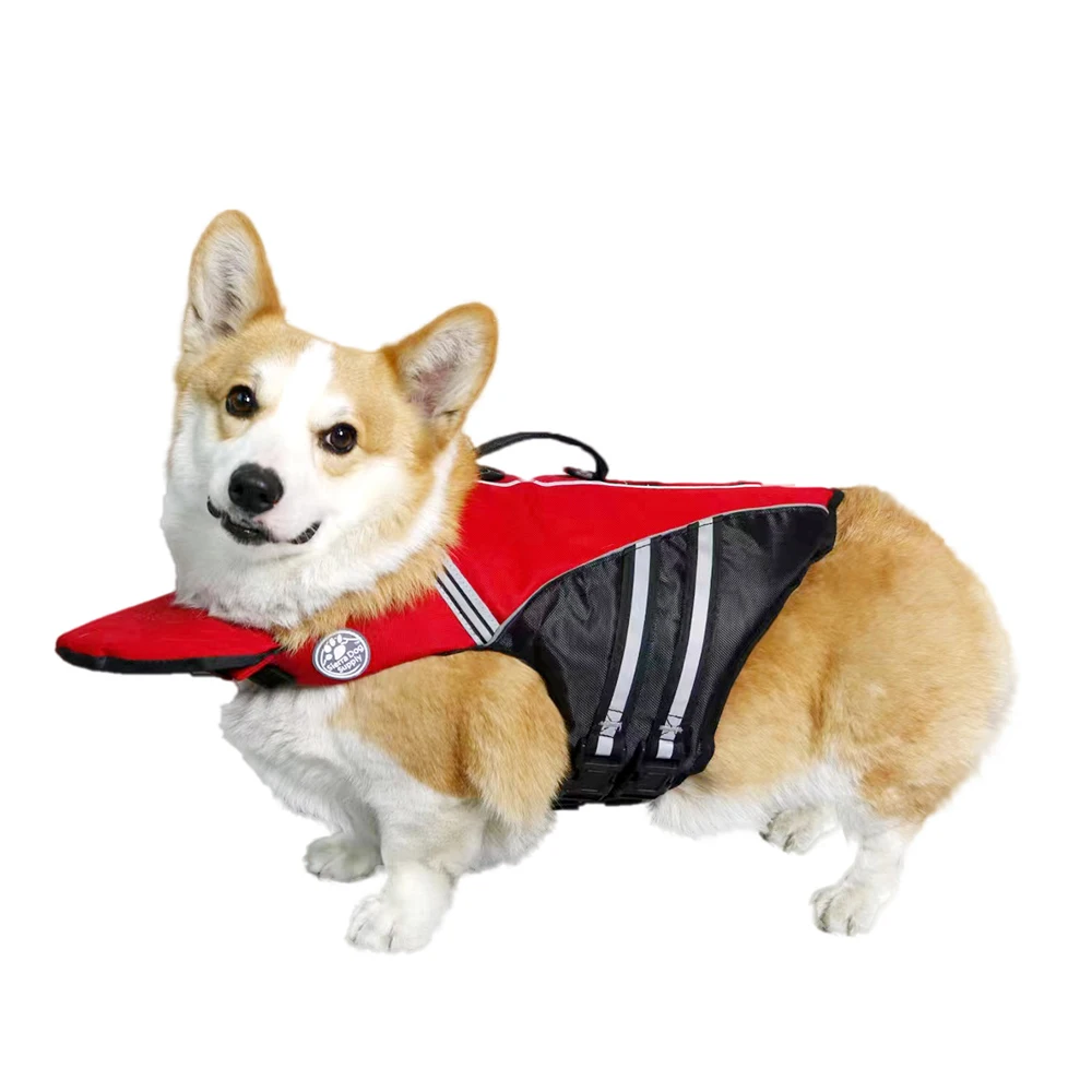 Reflektierende Hundeschwimmweste, Weste, abnehmbarer Nackenschwimmer, hoher Auftrieb, Schwimmkleidung für Hunde, Haustier-Sicherheits-Badeanzug für Hunde und Katzen – Detail 11
