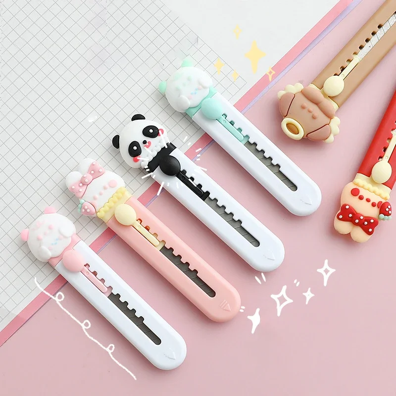 Kawaii Cartoon Animals Utility Knife Mini Portable Box Opener Pocket Paper Cutters Cute Envelope Opener School Office Supplies