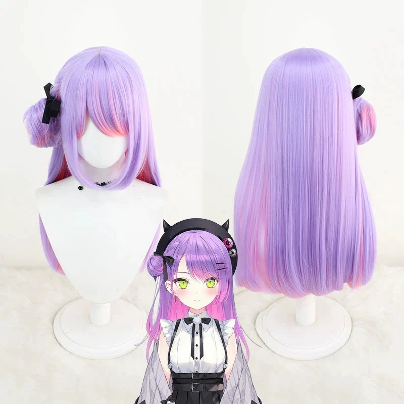 アニメ VTuber トコヤミトワ コスプレウィッグ 女性 ロリータ パープル ロングヘア 耐熱合成ウィッグ ハロウィン小道具