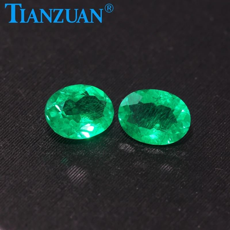 Oval Shape 1# Lab Grown Emerald Hydrothermal Emerald Including Minor Cracks Inclusions Loose Gemstone with AGL Certificate