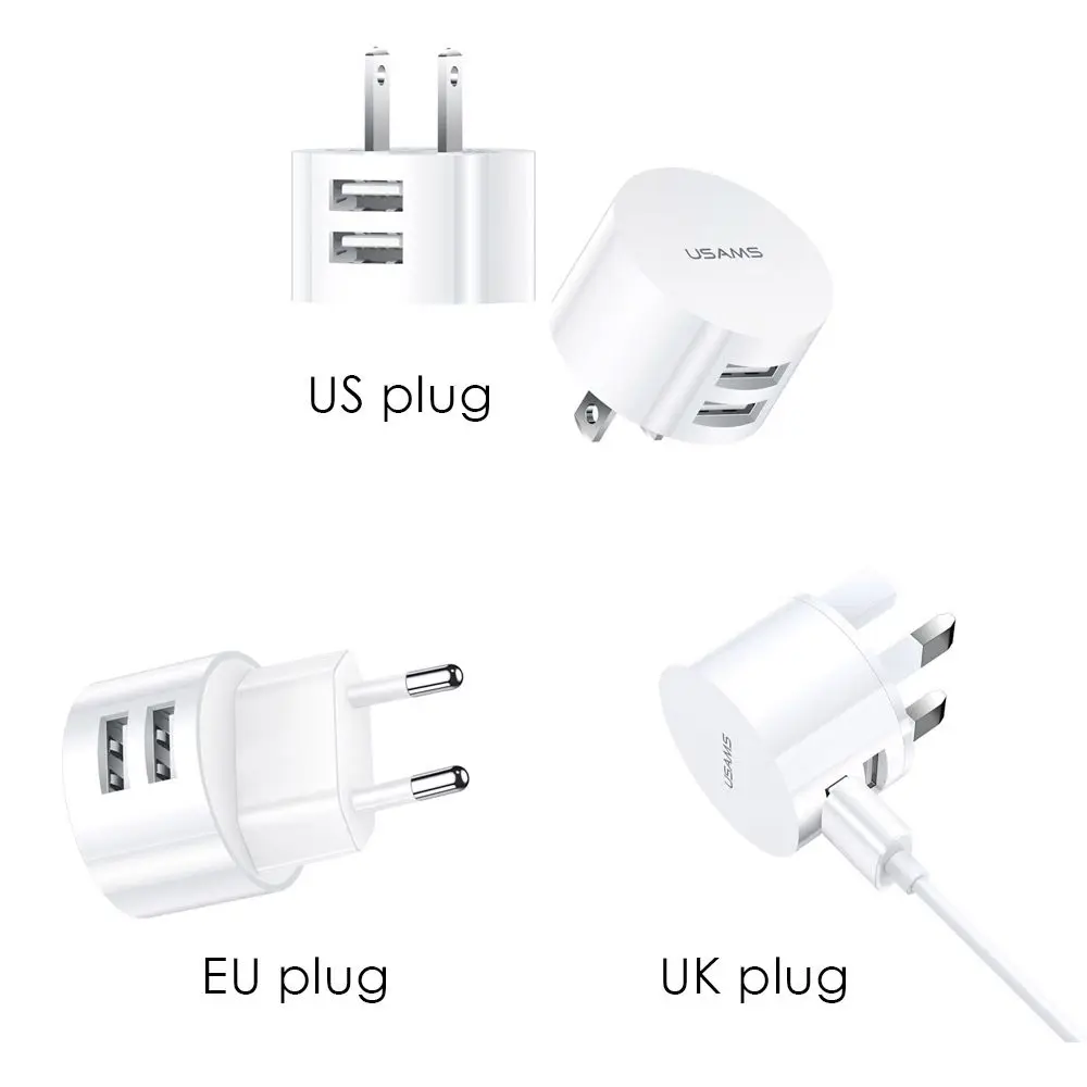 5V 2.1A Round Head Dual USB Charger Quick Charge Wall Charger Mobile Phone Charging Mini Adapter Travel Charger