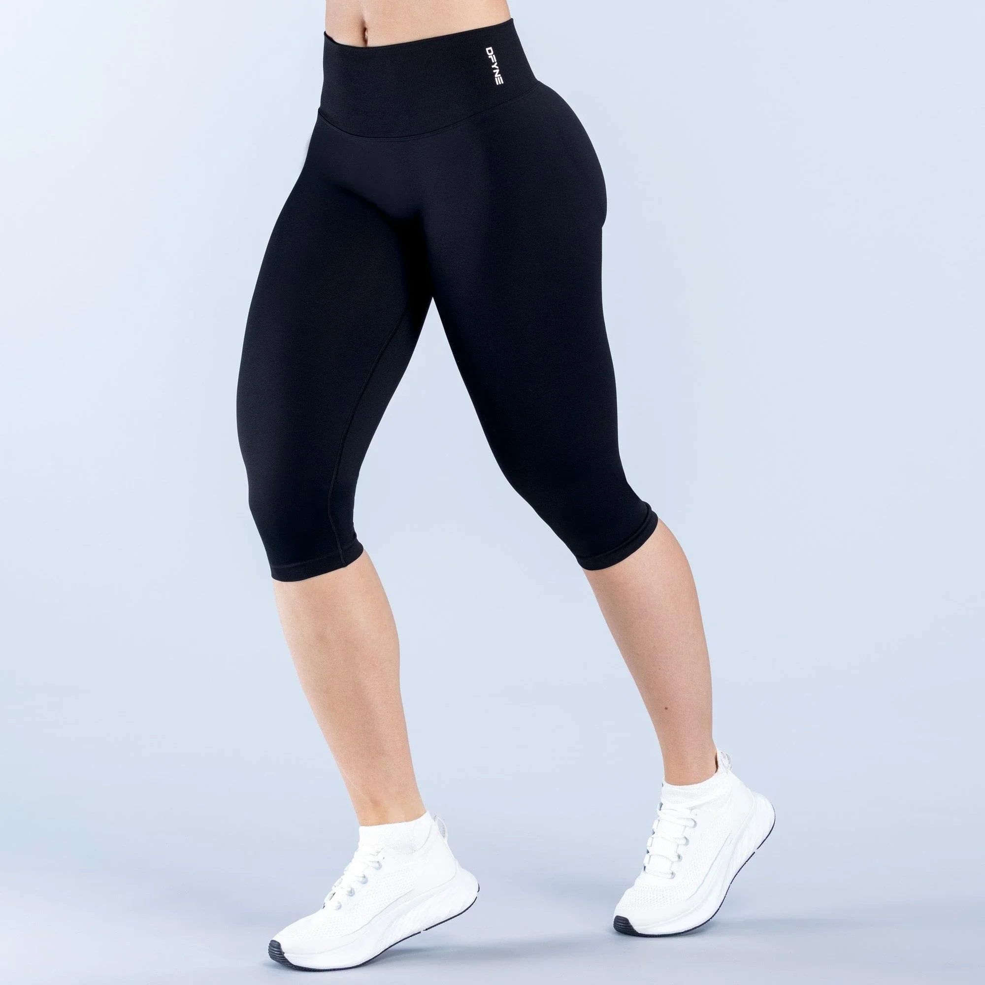 LOGO Women High Waist Capri Yoga Leggings Quick Dry Butt Lifting tummy‑control Gym Fitness Cropped Sports Workout Pants