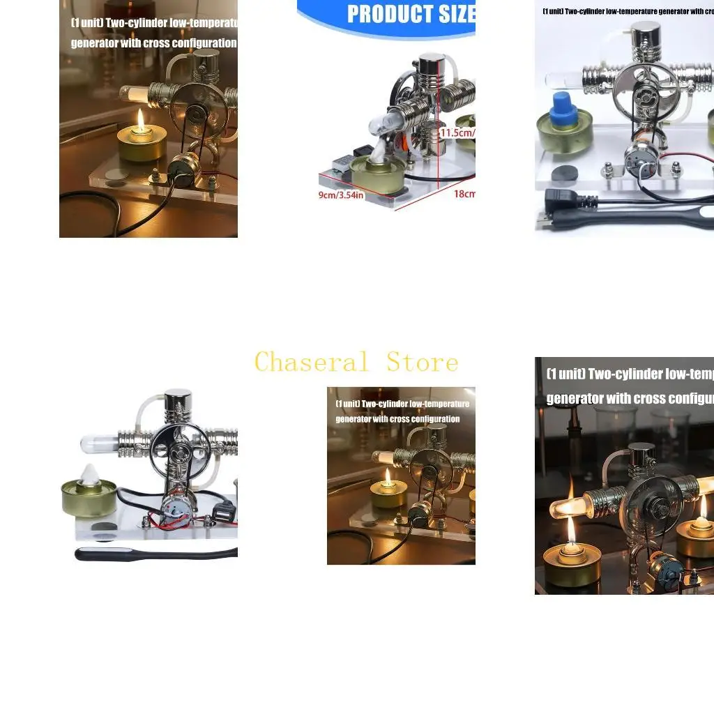 

E7CE Stirling Engine Crosses Double Cylinder Miniature Steaming Engine Model Science Experiment Mechanical Toy Easy to Use