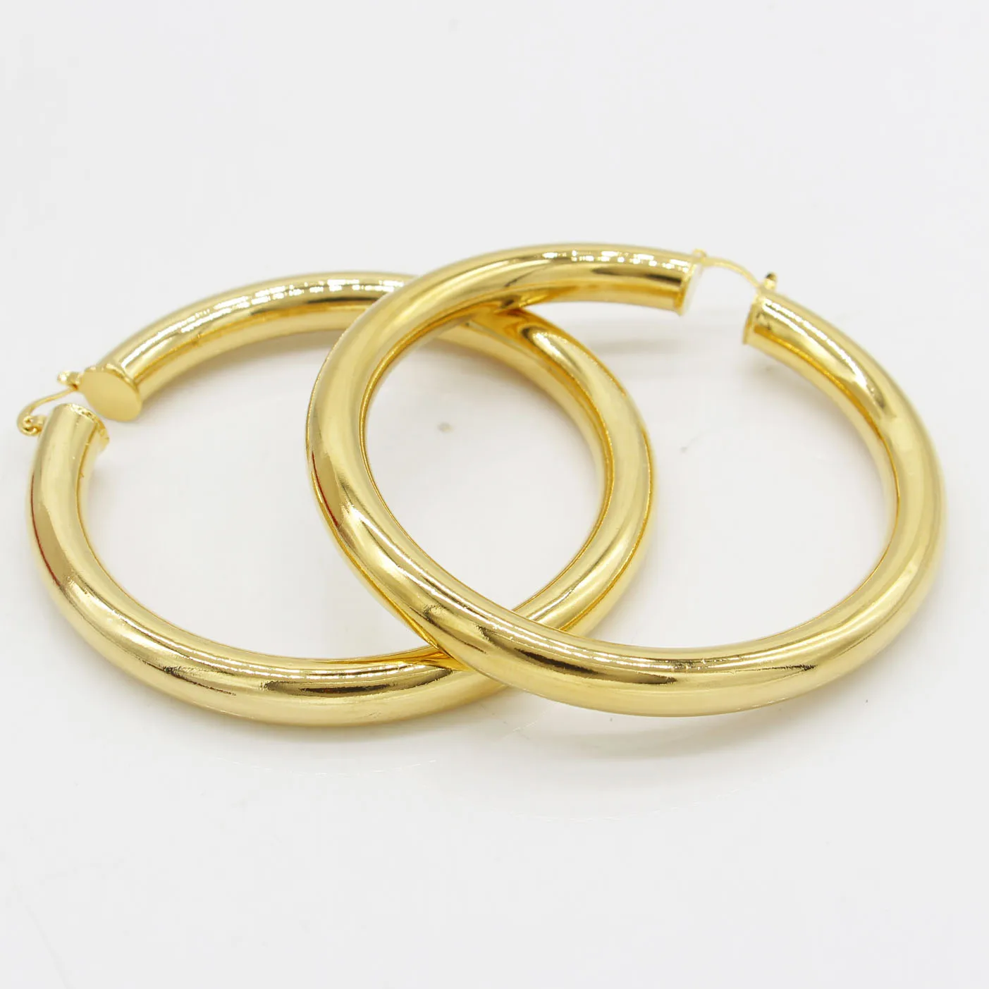 Adixyn Gold Plated Color Hoop Earring Big Size For Lady Woman Copper Popular Extra Large Special Hollow