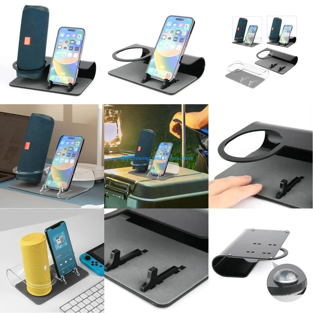 H9EB Desktop Speaker Stand Mount Acrylic Phone Holder for Flip5/6Speaker Storage Rack