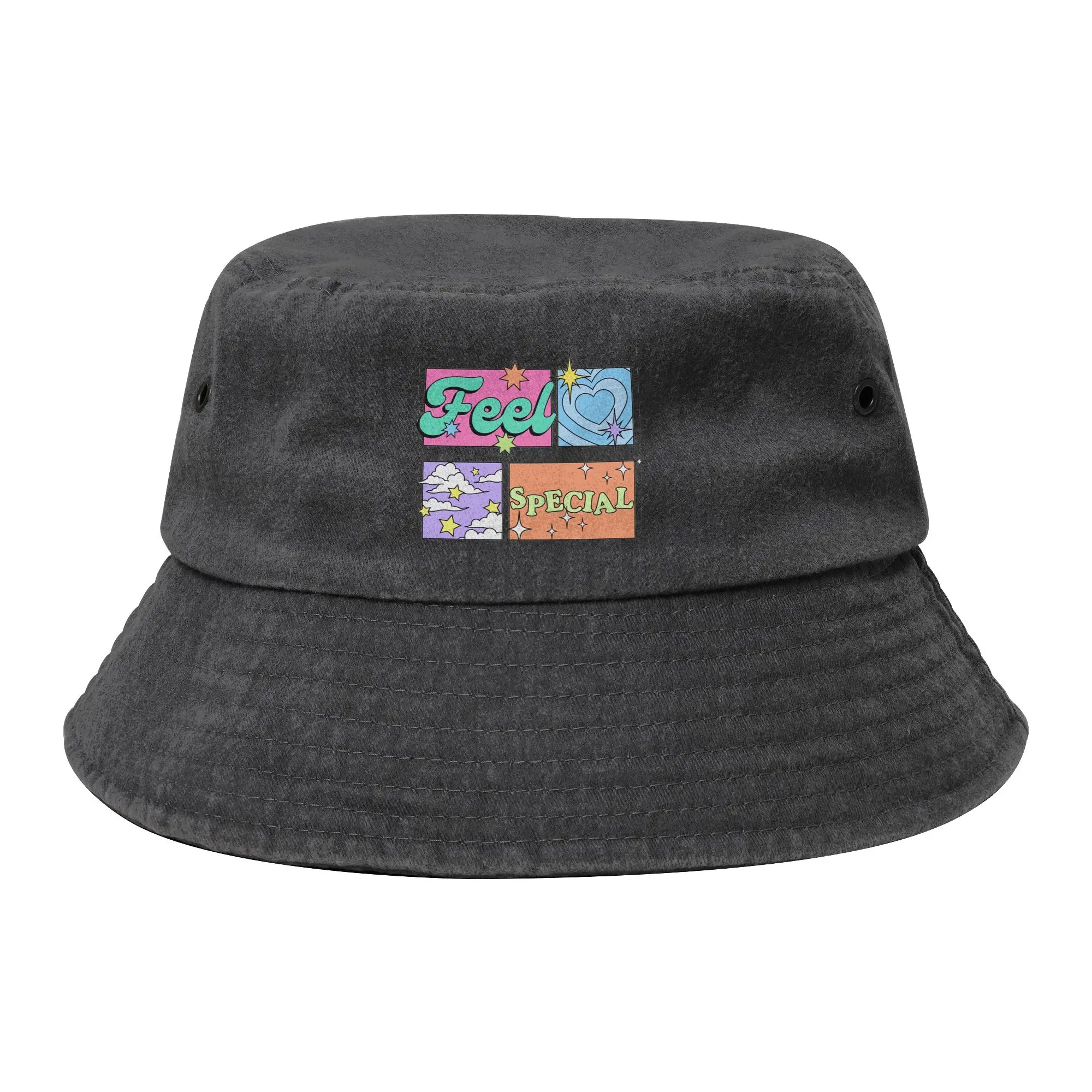 Two 2nd Girl Bucket Hat for Unisex Vocation Korean Music Distressed Cotton Sun Hats UV Protection for Fishing Fisherman Cap