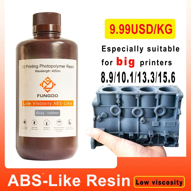 FUNGDO 3D Printer Resin Low Viscosity ABS-Like Photopolymer Liquid  UV Sensitive Resin For 8.9 10.1 13.3 MONO 3D Pprinter 1000g